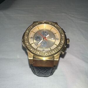 JBW Men's Saxon 1/7 Cttw Diamond 18K Gold-Plate D Watch Need Battery Replacement